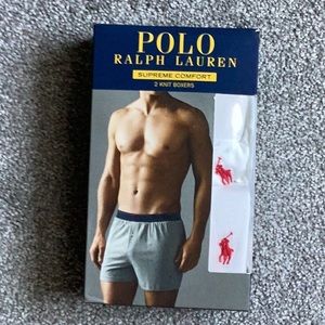 Polo Ralph Lauren Mens Knit Boxers, Size XL White Cotton/Modal New in Box (2Pak)